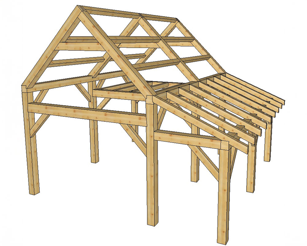broken-back-20x20-timber-frame-kit Broken Back 20' x 20' Timber Frame Kit