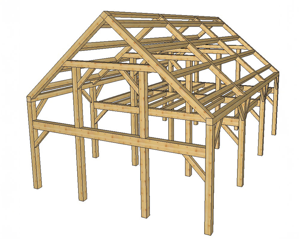 high-posted-cape-timber-frame-24x36 High Posted Cape Timber Frame Kit 24x36